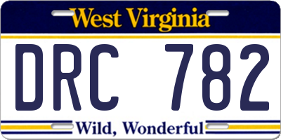 WV license plate DRC782