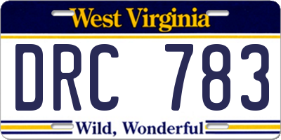 WV license plate DRC783