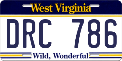 WV license plate DRC786
