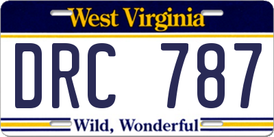 WV license plate DRC787