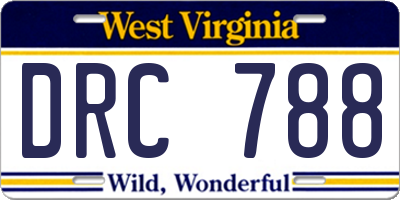 WV license plate DRC788