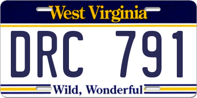 WV license plate DRC791