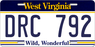 WV license plate DRC792