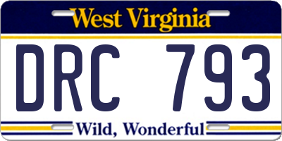 WV license plate DRC793