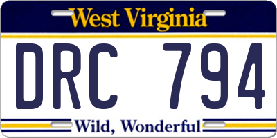WV license plate DRC794
