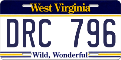 WV license plate DRC796