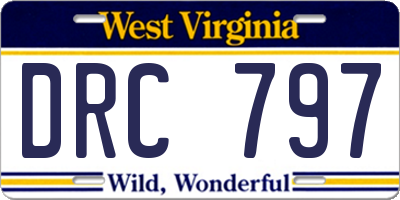WV license plate DRC797