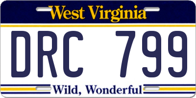 WV license plate DRC799
