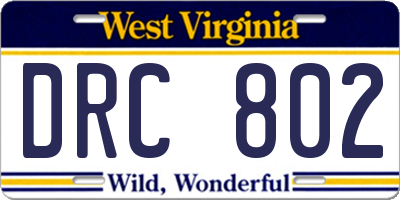 WV license plate DRC802