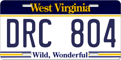 WV license plate DRC804