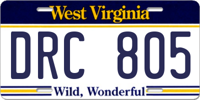 WV license plate DRC805