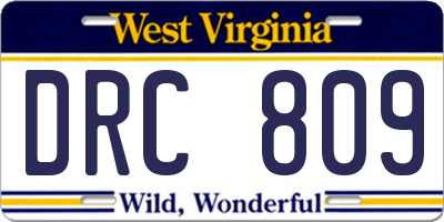 WV license plate DRC809