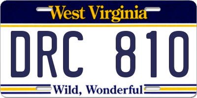 WV license plate DRC810