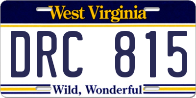 WV license plate DRC815