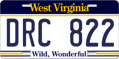 WV license plate DRC822