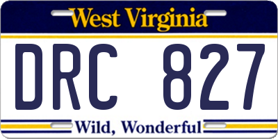 WV license plate DRC827