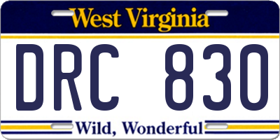 WV license plate DRC830