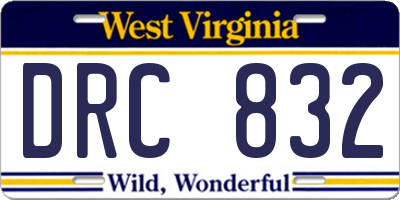 WV license plate DRC832