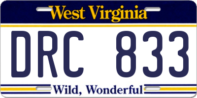 WV license plate DRC833