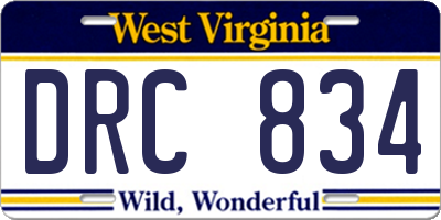 WV license plate DRC834