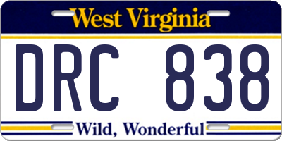 WV license plate DRC838