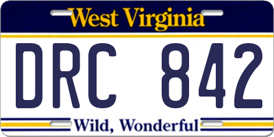 WV license plate DRC842