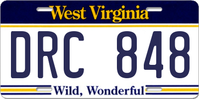 WV license plate DRC848