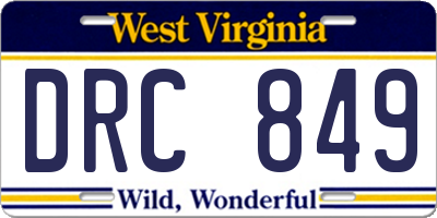 WV license plate DRC849
