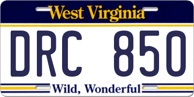 WV license plate DRC850