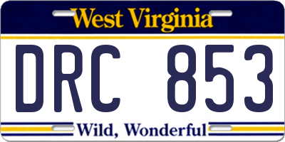 WV license plate DRC853