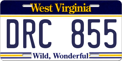 WV license plate DRC855