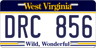 WV license plate DRC856