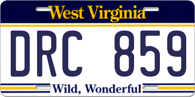 WV license plate DRC859