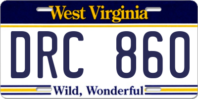 WV license plate DRC860