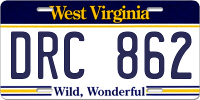 WV license plate DRC862
