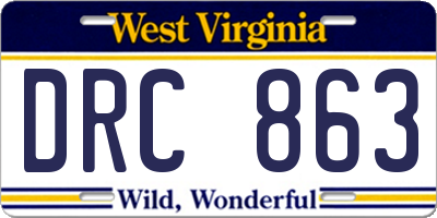 WV license plate DRC863