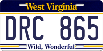 WV license plate DRC865