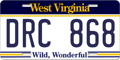 WV license plate DRC868