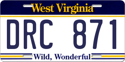 WV license plate DRC871