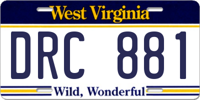 WV license plate DRC881