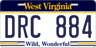 WV license plate DRC884