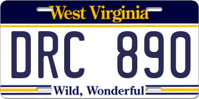 WV license plate DRC890