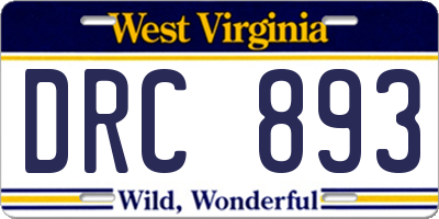 WV license plate DRC893