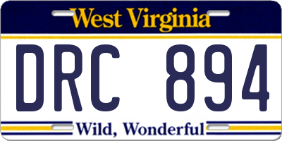 WV license plate DRC894