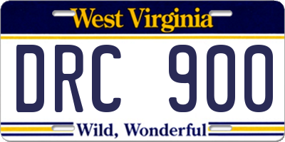 WV license plate DRC900
