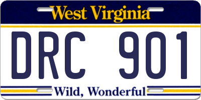WV license plate DRC901