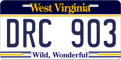 WV license plate DRC903