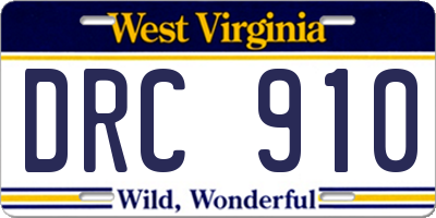 WV license plate DRC910