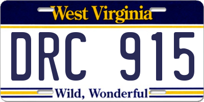 WV license plate DRC915