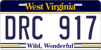 WV license plate DRC917